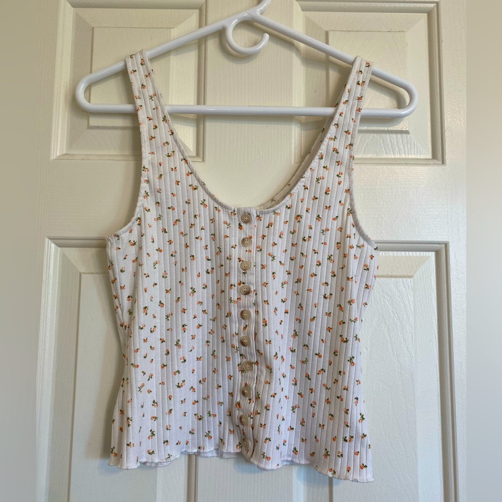 Billabong Cropped Flower Print Tank - Size M